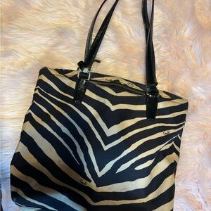 Coach Black and Cream Zebra Print Tote